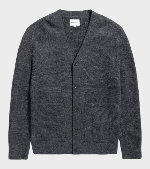 Norse Projects - Loki Wool Cotton Rib Cardigan Dark Grey