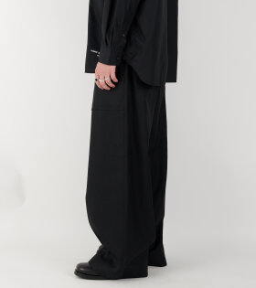 Wide Wool Pants Black