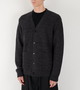 Loki Wool Cotton Rib Cardigan Dark Grey