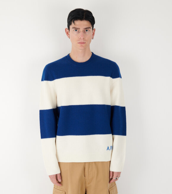 A.P.C - Edwardo Pullover Blue/Off-white