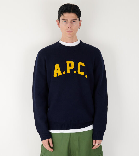 A.P.C - Joshua Knit Pullover Dark Navy/Yellow