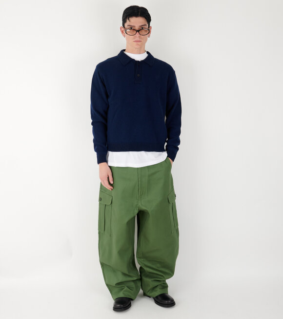 Sky High Farm - Perennieal Long Sleeve Polo Knit Navy