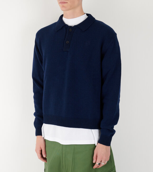 Sky High Farm - Perennieal Long Sleeve Polo Knit Navy