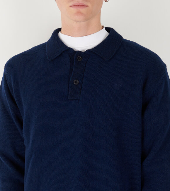 Sky High Farm - Perennieal Long Sleeve Polo Knit Navy