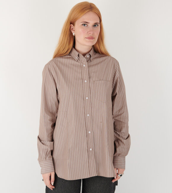 Saks Potts - William Shirt Brown Shadow Stripe