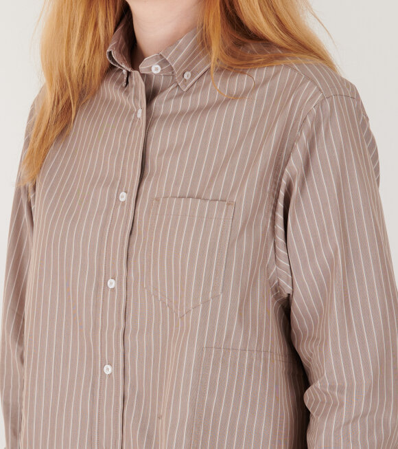 Saks Potts - William Shirt Brown Shadow Stripe