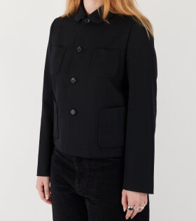 Round Collar Blazer Jacket Black