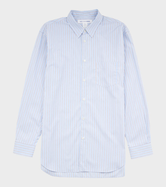 Comme des Garcons Shirt - Striped Mens Shirt Blue