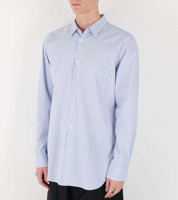 Comme des Garcons Shirt - Striped Mens Shirt Blue