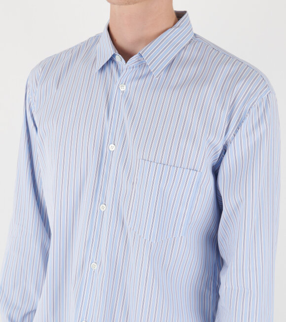 Comme des Garcons Shirt - Striped Mens Shirt Blue