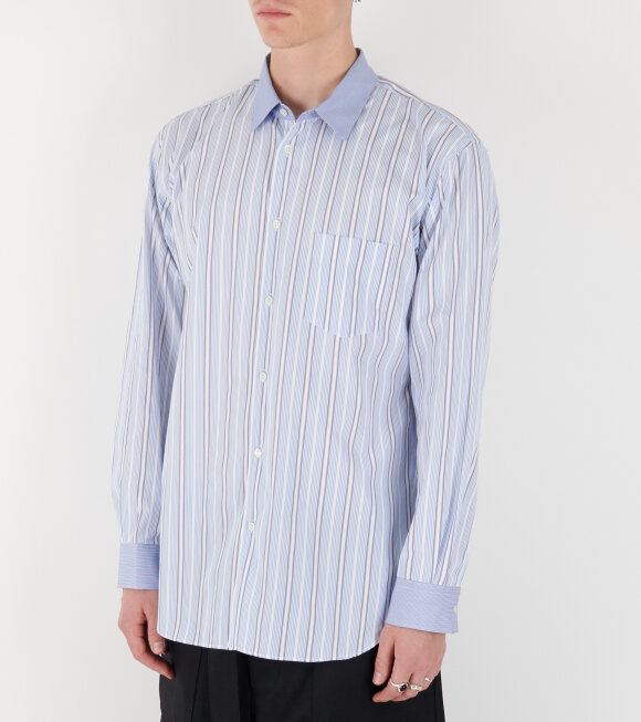 Comme des Garcons Shirt - Striped Mens Shirt Blue