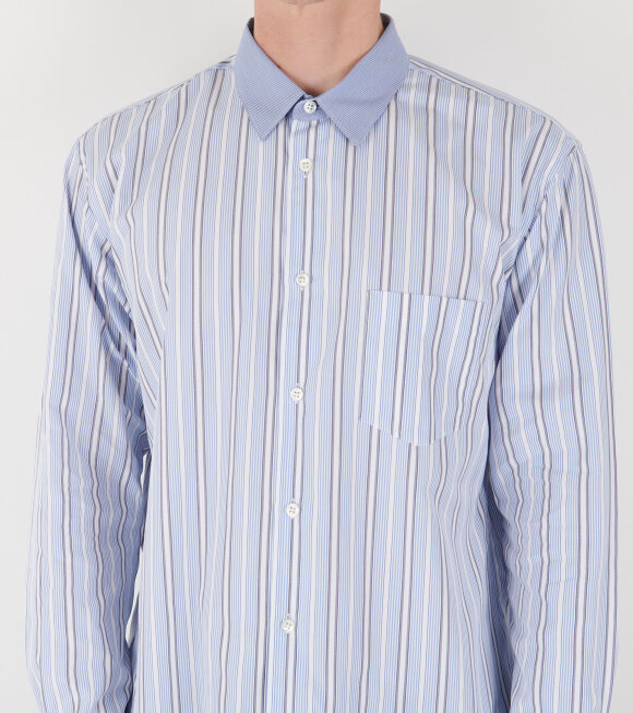 Comme des Garcons Shirt - Striped Mens Shirt Blue