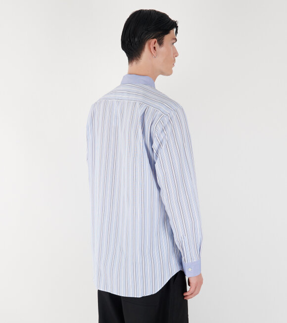 Comme des Garcons Shirt - Striped Mens Shirt Blue