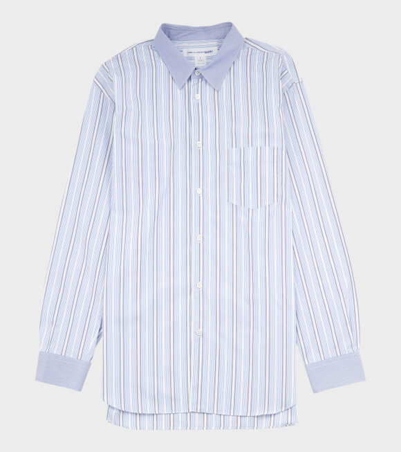 Comme des Garcons Shirt - Striped Mens Shirt Blue