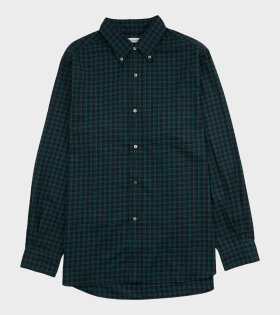 Button Down Wool Plaid Shirt Navy/Green