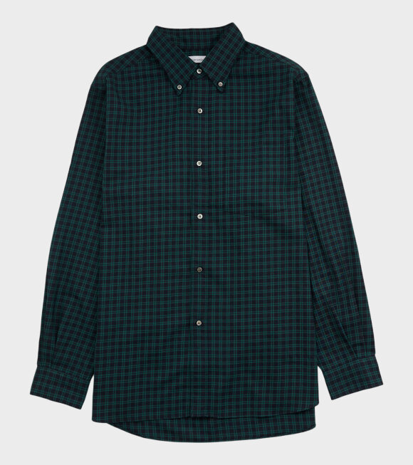 Nanamica - Button Down Wool Plaid Shirt Navy/Green