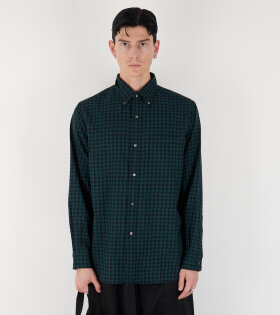 Button Down Wool Plaid Shirt Navy/Green