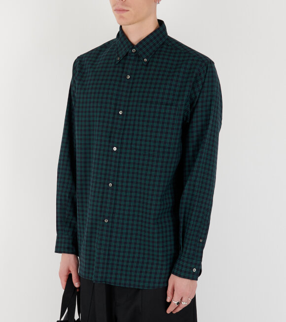 Nanamica - Button Down Wool Plaid Shirt Navy/Green