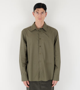 Cotton Zip Shirt Olive Green