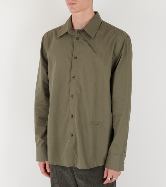 MM6 Maison Margiela - Cotton Zip Shirt Olive Green