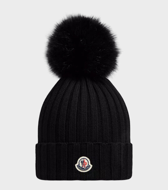 Moncler - Pom Pom Wool Beanie Black