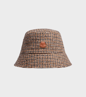 Checkered Wool Bucket Hat Brown Mix