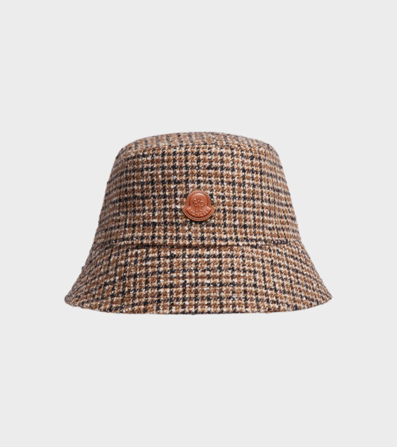 Moncler - Checkered Wool Bucket Hat Brown Mix