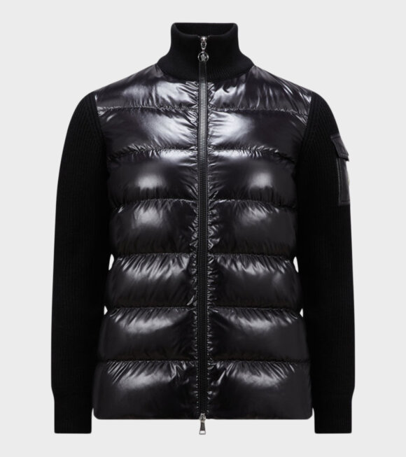 Moncler - Glossy Padded Wool Cardigan Tricot Black