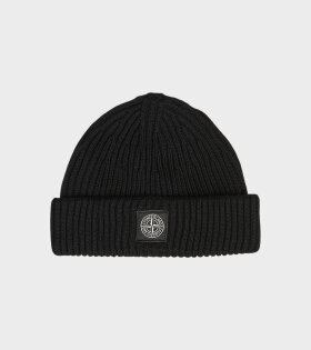 Ribbed Logo Beanie Black