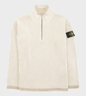 Rib Wool Half Zip Light Beige