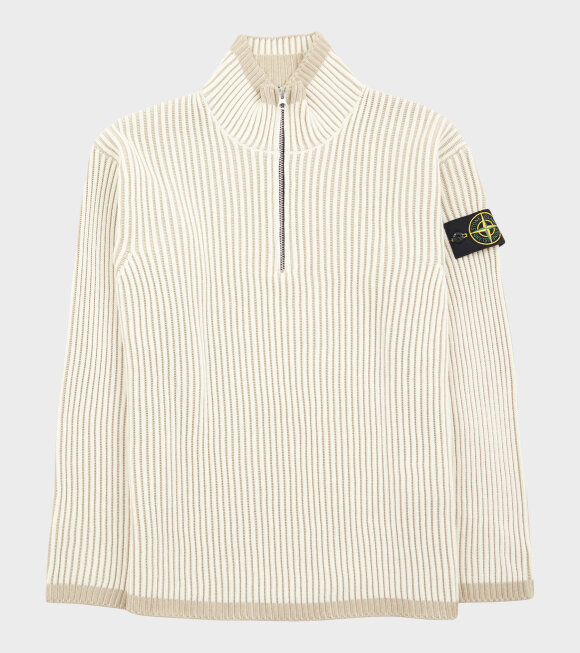 Stone Island - Rib Wool Half Zip Light Beige