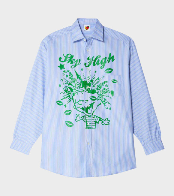 Sky High Farm - Mindblown Print Button Down Shirt Blue Stripe