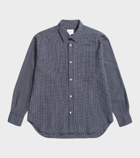 Mo Check Oversized Shirt Dark Navy