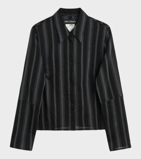 Auto Shirt Noir Stripe Sheer Cotton Silk