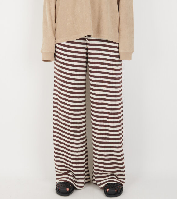 Nørgaard Paa Strøget - Nova Pants Stripes Brown/Ecru 