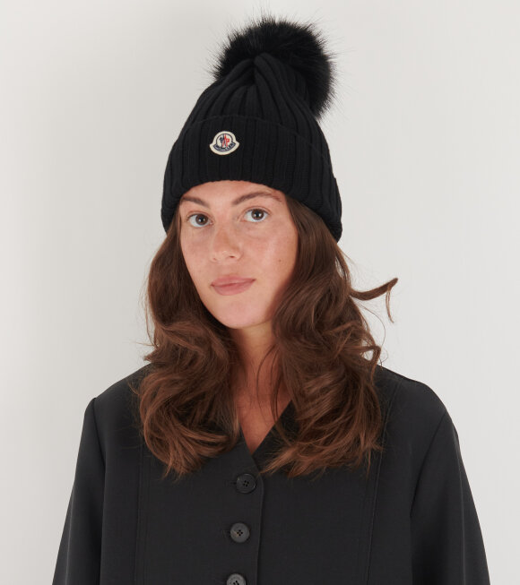 Moncler - Pom Pom Wool Beanie Black