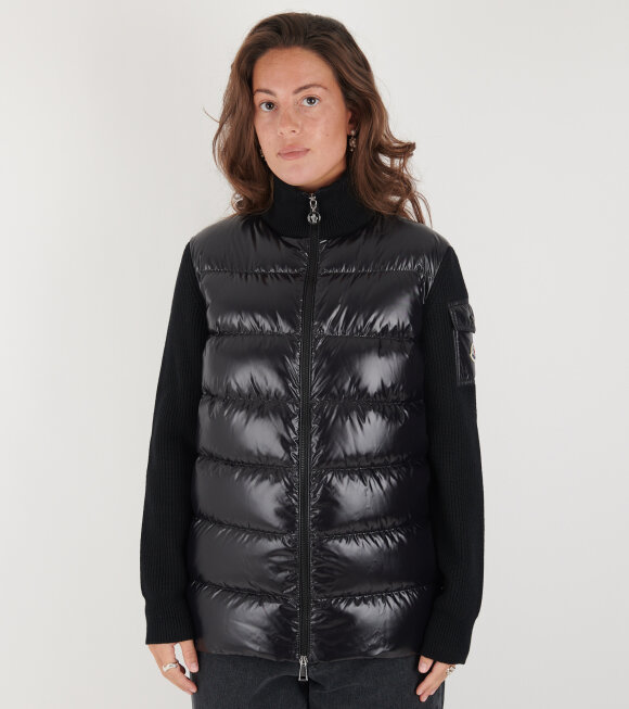 Moncler - Glossy Padded Wool Cardigan Tricot Black