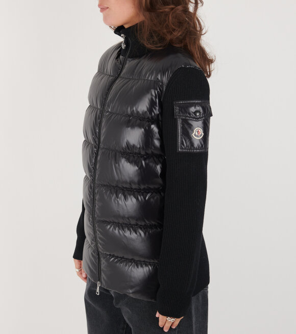 Moncler - Glossy Padded Wool Cardigan Tricot Black