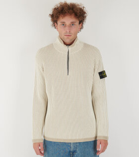 Rib Wool Half Zip Light Beige