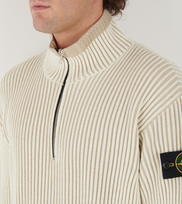 Stone Island - Rib Wool Half Zip Light Beige