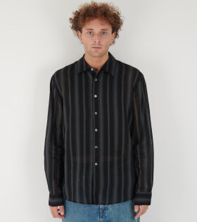 Adorn Shirt Noir Stripe Sheer Cotton Silk