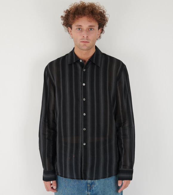 Our Legacy - Adorn Shirt Noir Stripe Sheer Cotton Silk