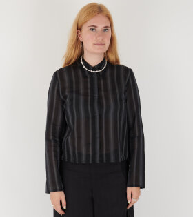 Auto Shirt Noir Stripe Sheer Cotton Silk