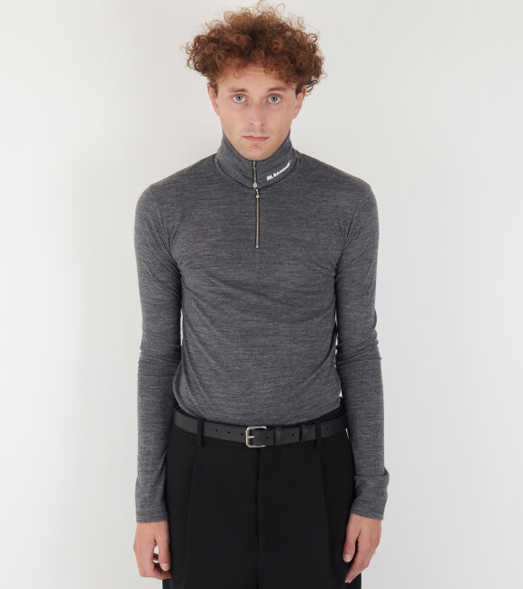 Jil Sander - Wool Half Zip Dark Grey