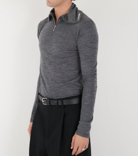 Wool Half Zip Dark Grey