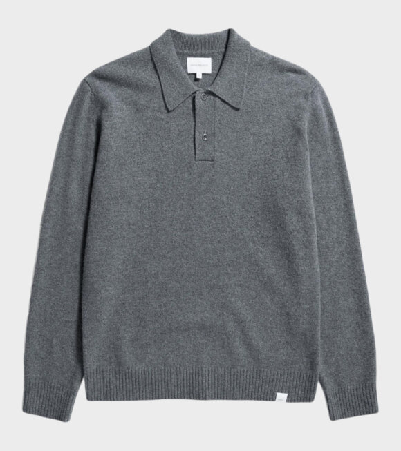 Norse Projects - Standard Merino Lambswool Polo Grey Melange