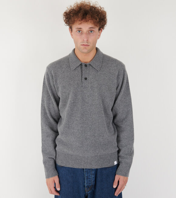 Norse Projects - Standard Merino Lambswool Polo Grey Melange