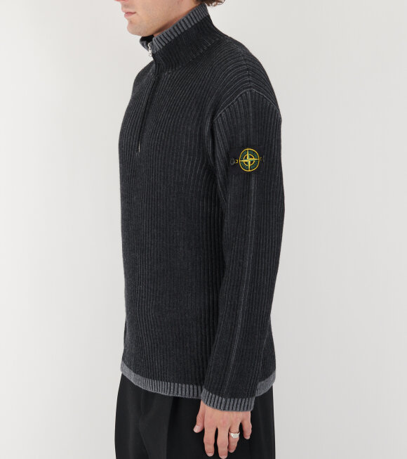 Stone Island - Rib Wool Half Zip Black