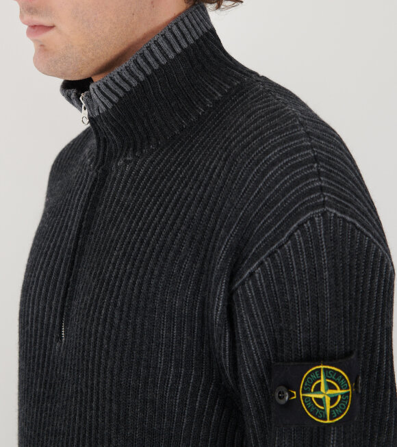 Stone Island - Rib Wool Half Zip Black