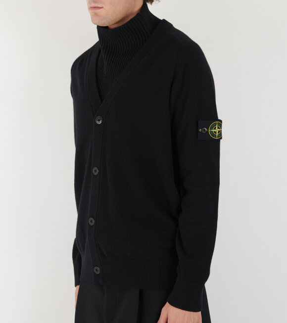 Stone Island - Virgin Wool V-neck Cardigan Black